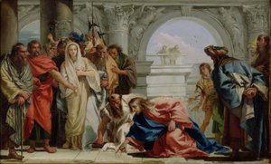 姦淫で捕らえられたキリストと女性、1750-53 作： Giovanni Domenico Tiepolo